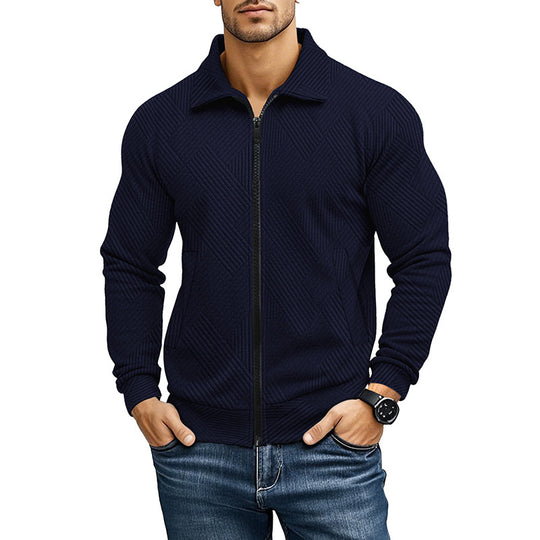 Herren bequeme und stylische Kapuzenjacke mit strukturiertem Gewebe EB