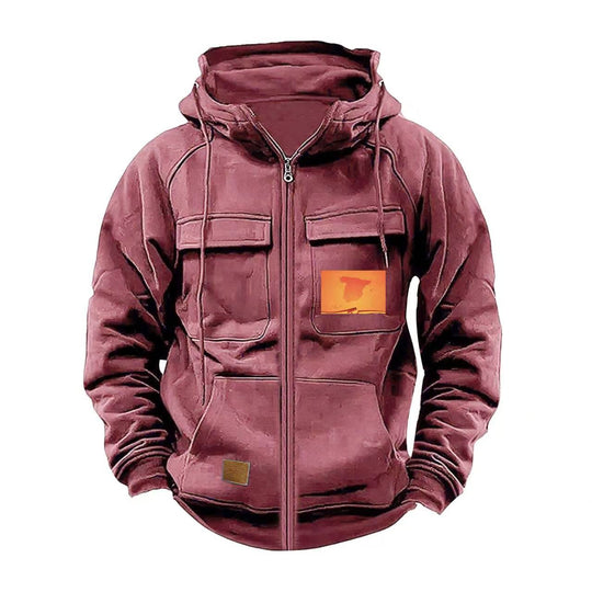 Herren multifunktionale Kapuzenjacke mit praktischen Taschen EB