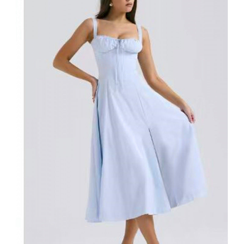 Damen Maxikleid mit floralem Design und elegantem Schlitz EB