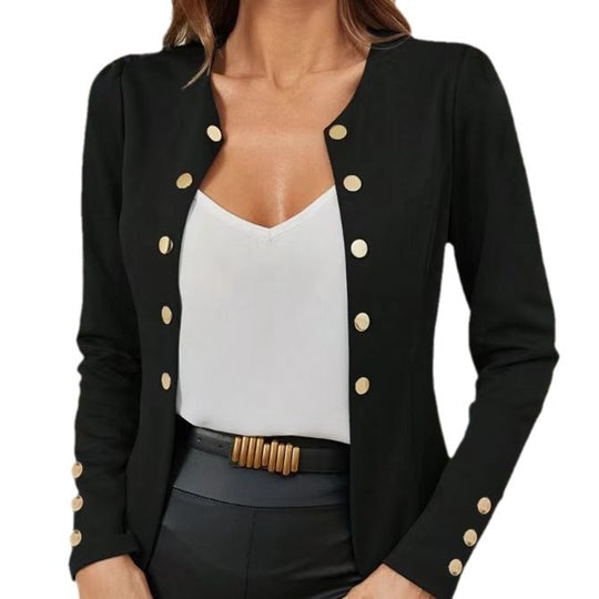 Damen Modische Blazerjacke mit eleganten Knopfdetails EB