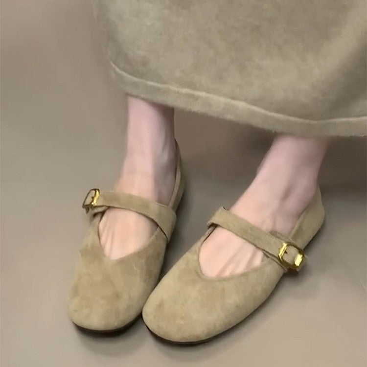 Damen elegante Ballerinas mit modischem Schnallenverschluss EB