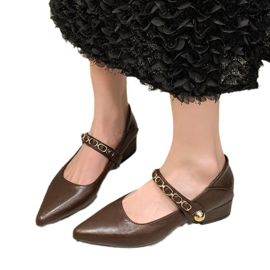 Damen elegante Ballerinas mit modischer Kette EB