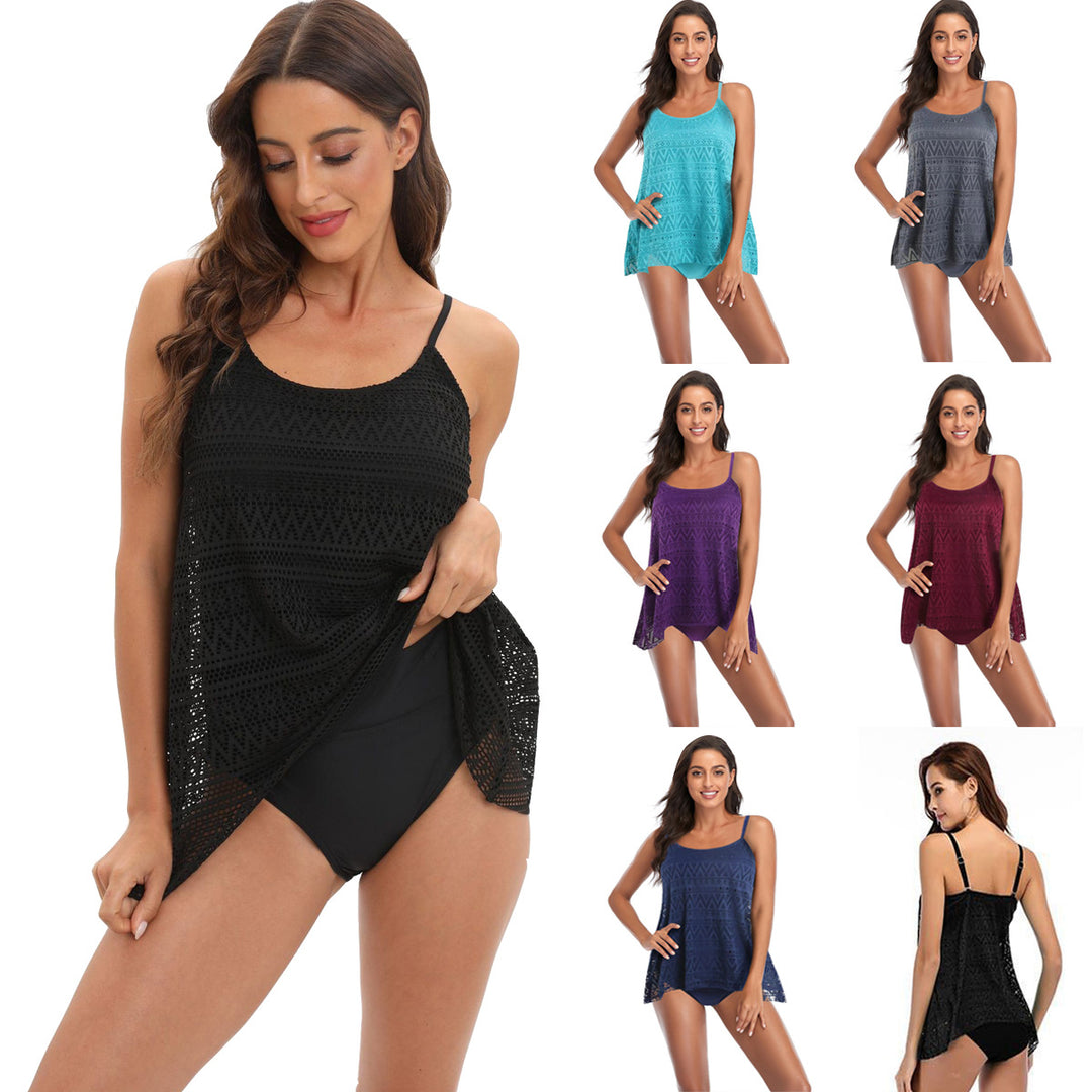Damen elegantes Strandtop mit modischem Lochmuster EB