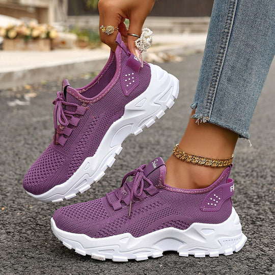 Damen Sportliche Mesh Sneakers mit dämpfender Sohle und atmungsaktiver Konstruktion EB