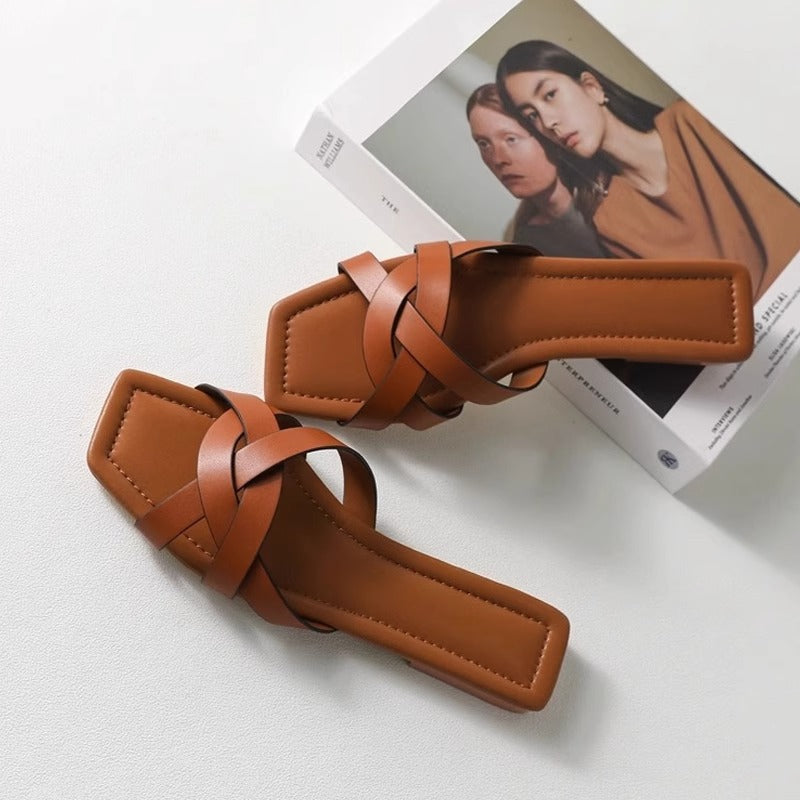 Damen elegante Riemensandalen mit geflochtenem Design EB