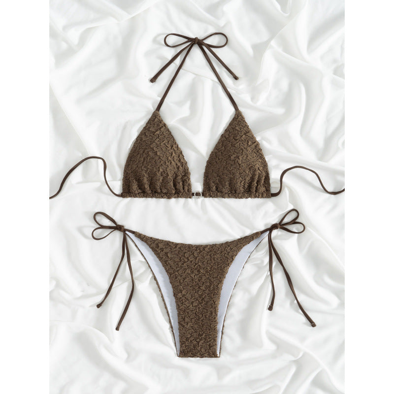 Damen Triangel-Bikini mit strukturiertem Obermaterial und verstellbaren Bändern EB