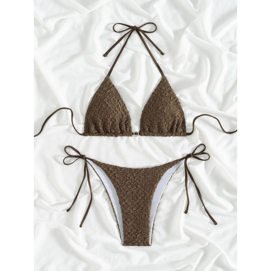 Damen Triangel-Bikini mit strukturiertem Obermaterial und verstellbaren Bändern EB