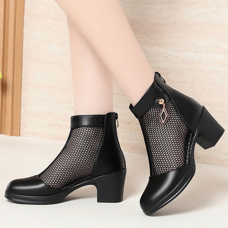Damen Elegante Cut-Out Stiefeletten mit modischem Netzdesign EB