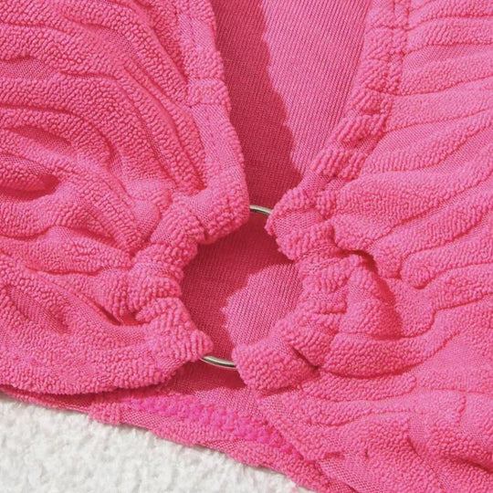 Damen Einseitiger Bikini im modernen Wellenmuster mit asymmetrischem Oberteil EB