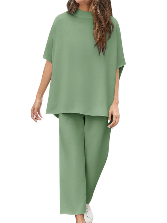 Damen lässiges Lounge-Set mit weit geschnittenem Oberteil und bequemen Hosen EB