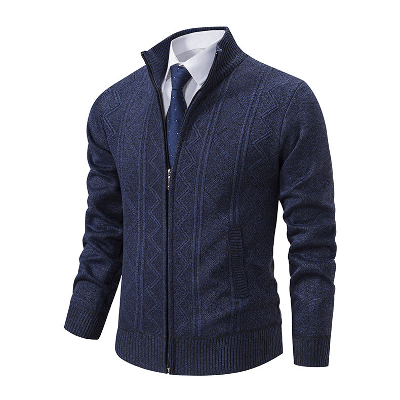 Herren modische Strickjacke mit hohem Kragen und Reißverschluss EB