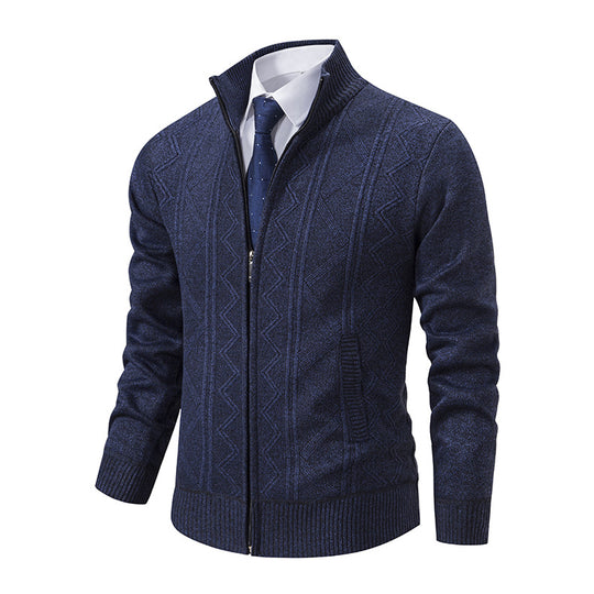 Herren modische Strickjacke mit hohem Kragen und Reißverschluss EB