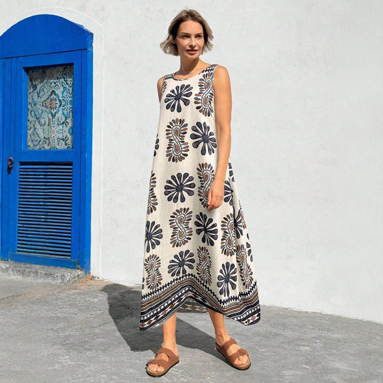 Damen Maxikleid mit floralem Druck und lässiger Schnitt EB