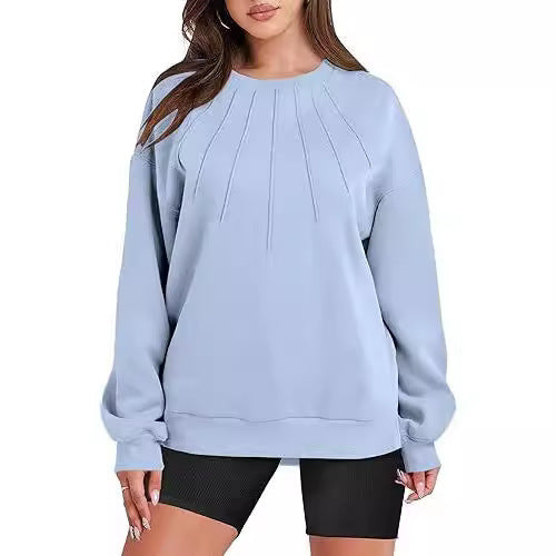 Damen Sweatshirt mit Plisseefalten und elastischem Bund EB