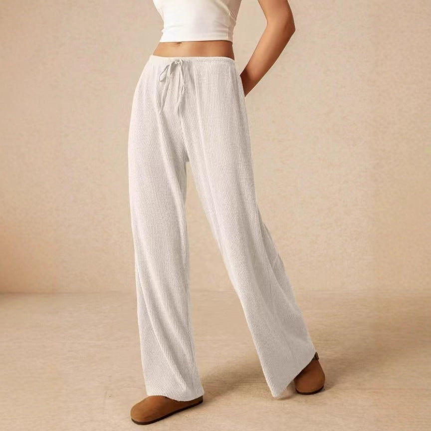 Damen weite Baumwoll-Haremshose mit hoher Taille und praktischem Kordelzug EB