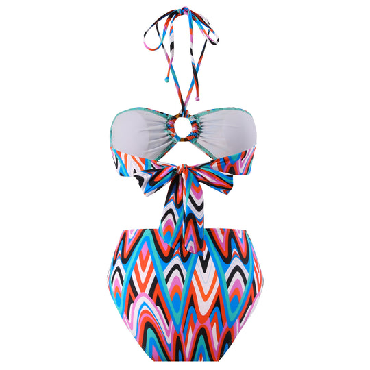 Damen Bikini-Set mit trendigem Wickelrock und faszinierendem Muster EB