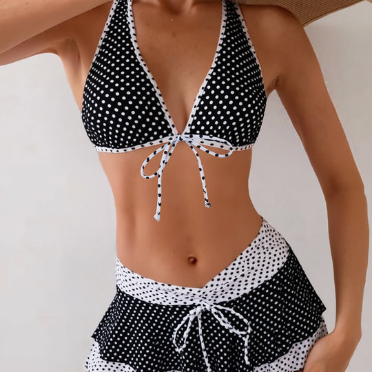 Damen Triangel-Bikini mit Rüschenrock EB