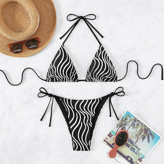 Damen Triangel-Bikini mit elegantem Streifenmuster EB