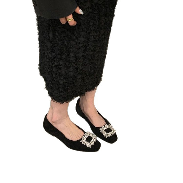 Damen elegante Ballerinas mit funkelnder Schmuckapplikation EB