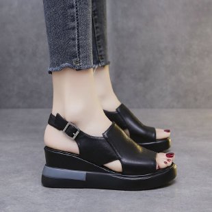 Damen modische Wedge-Sandalen mit verstellbarem Riemen und ergonomischer Fußbettgestaltung EB