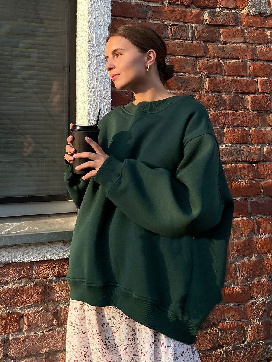 Damen Oversized Sweatshirt im lässigen Stil mit übergroßen Ärmeln und elastischen Bündchen EB