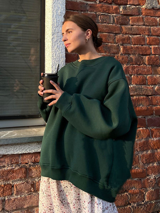 Damen Oversized Sweatshirt im lässigen Stil mit übergroßen Ärmeln und elastischen Bündchen EB