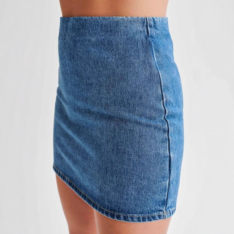 Damen Denim-Kleid im modernen Hemd-Stil mit tailliertem Schnitt und kurzen Ärmeln EB