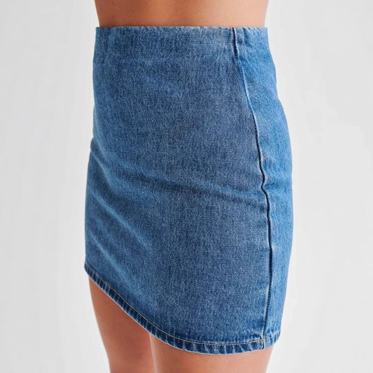 Damen Denim-Kleid im modernen Hemd-Stil mit tailliertem Schnitt und kurzen Ärmeln EB