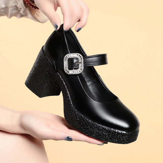 Damen Blockabsatz Pumps mit verstellbarem Riemen und funkelndem Dekor EB