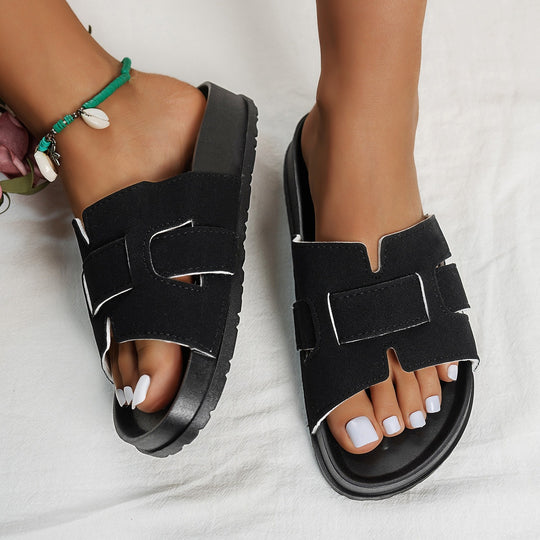 Damen Bequeme Zehentrenner-Sandalen mit verstellbaren Riemen EB