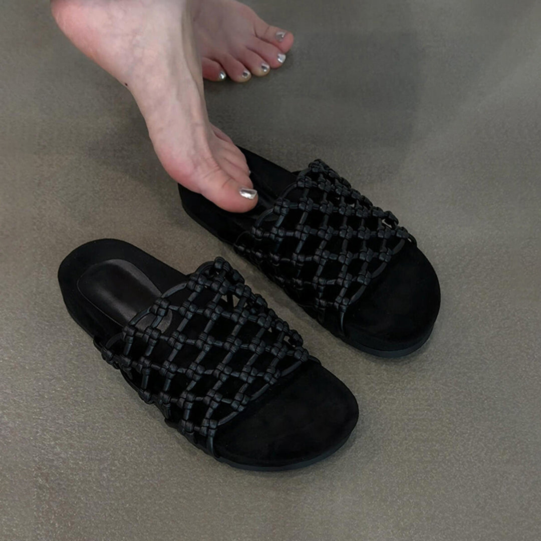Damen Komfortable Clogs mit geflochtenem Design und gepolsterter Innensohle EB