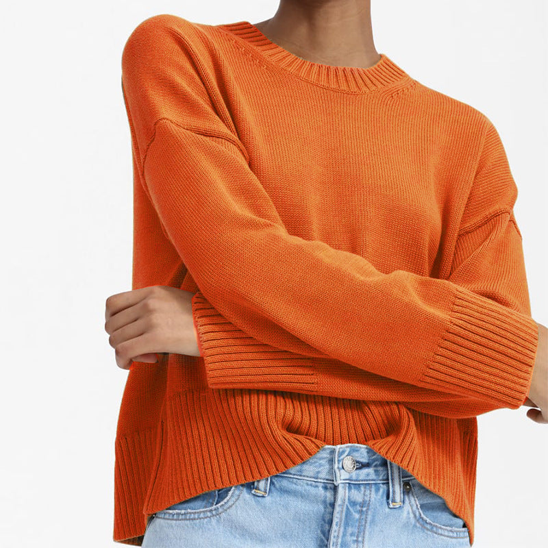 Damen lässiger Oversized Strickpullover mit strukturiertem Design EB