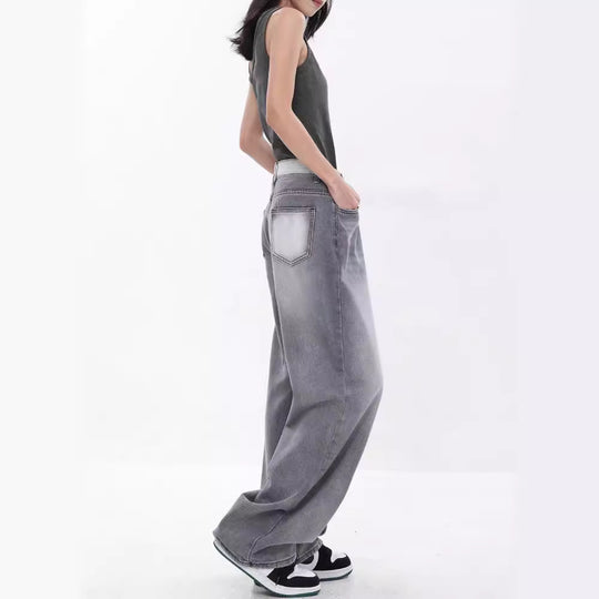 Damen Weite Jeans im modernen Oversized-Schnitt mit einzigartigen Waschungen EB