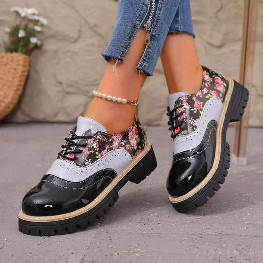 Damen Elegante Schnürschuhe mit floralem Design EB