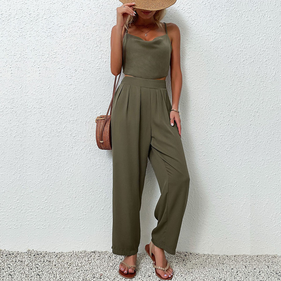 Damen Urbane Jumpsuit mit weitem Bein und flutterndem Oberteil EB