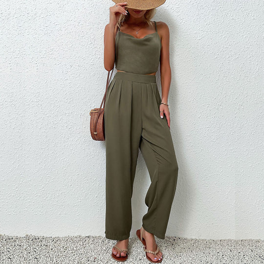 Damen Urbane Jumpsuit mit weitem Bein und flutterndem Oberteil EB