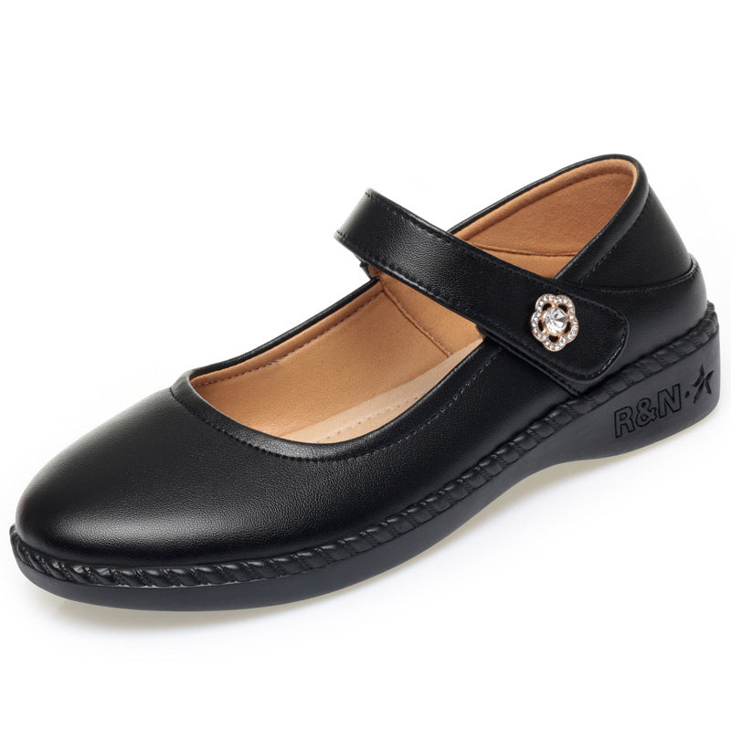 Damen Komfortable Mary Jane Ballerinas mit flexiblem Riemen und dekorativem Schmuckdetail EB