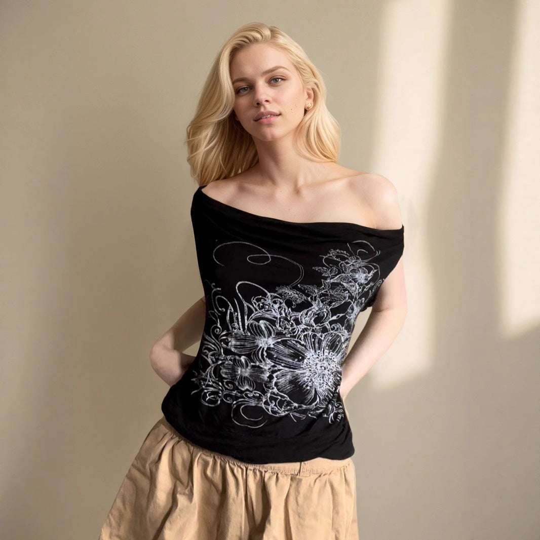 Damen ärmelloses Crossover-Top mit floralem Design EB