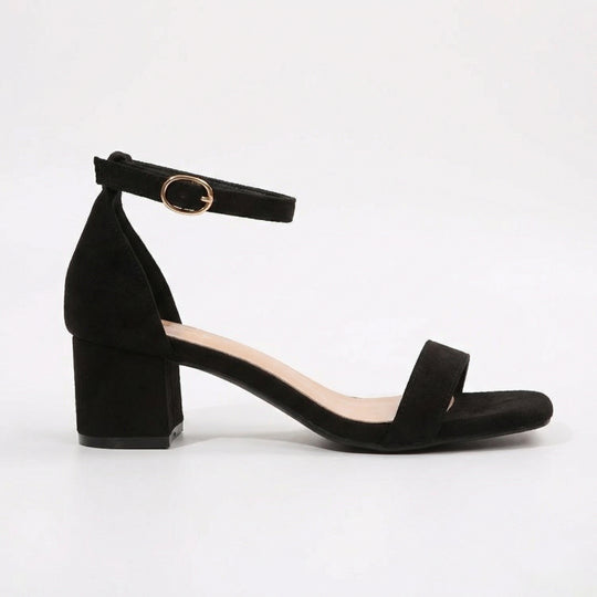 Damen Riemchen-Sandalen mit blockiertem Absatz und verstellbarem Knöchelriemen EB