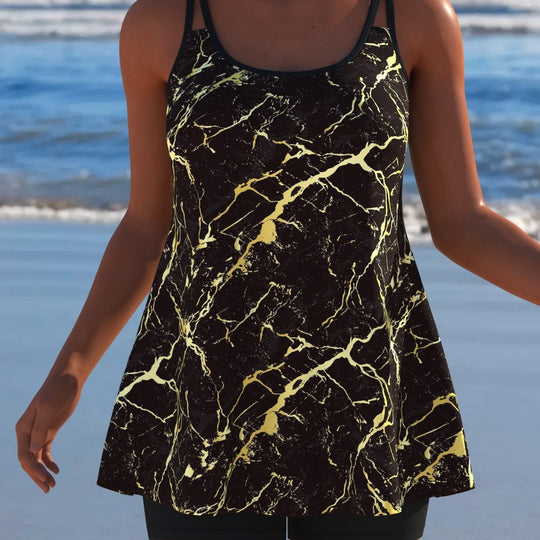 Damen Schwimmanzug mit modischem A-Linien-Schnitt und floralem Design EB