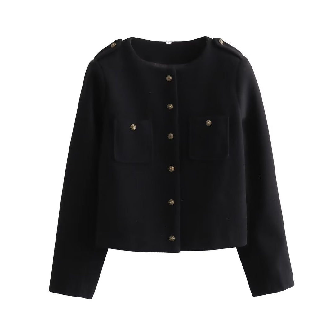 Damen Kurzjacke mit praktischen Taschen und eleganten Knopfdetails EB