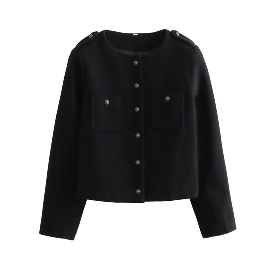 Damen Kurzjacke mit praktischen Taschen und eleganten Knopfdetails EB