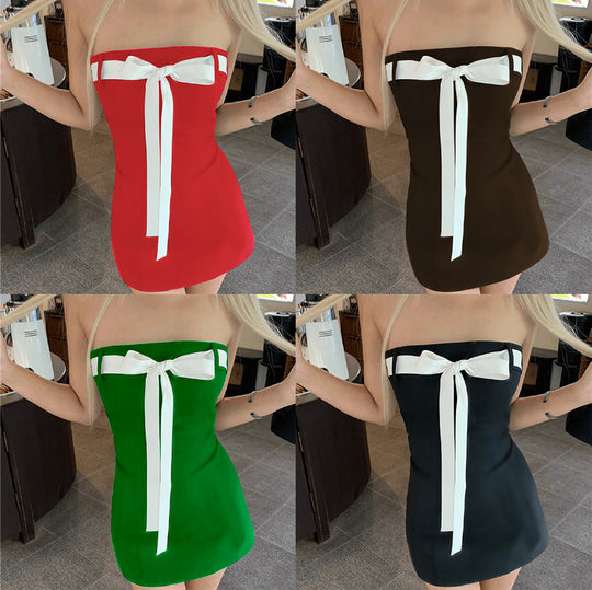 Damen Bandeau-Kleid mit dekorativem Schleifenelement und figurbetontem Schnitt EB