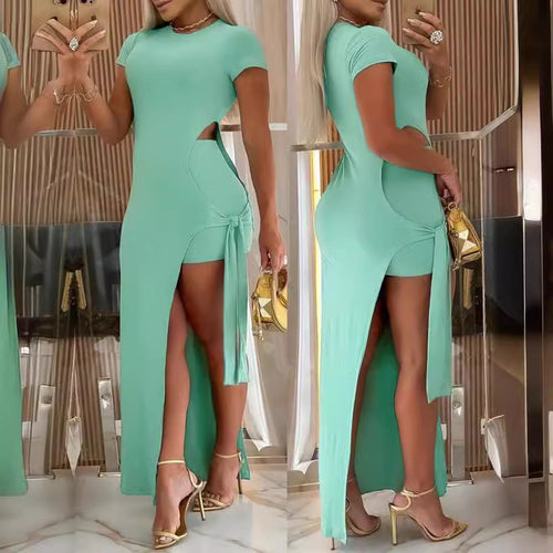 Damen Maxikleid mit seitlichem Schlitz und Cut-Out-Details EB