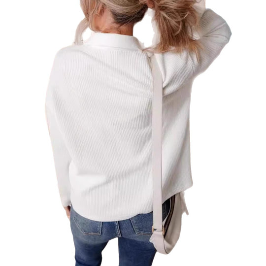 Damen lässige oversized Hemdbluse mit strukturiertem Design und praktischen Taschen EB