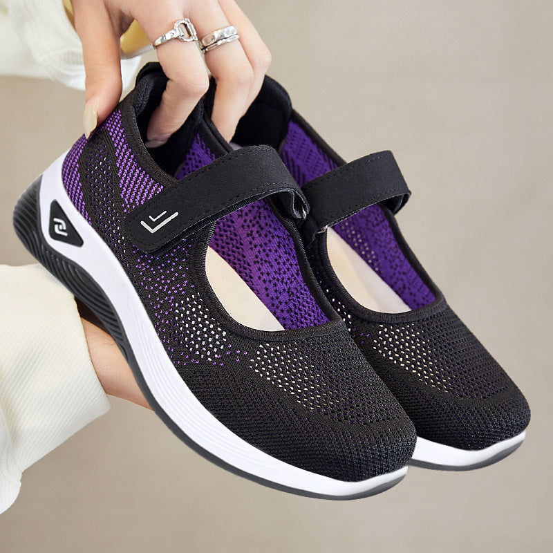 Damen Bequeme Sport-Sneaker mit verstellbarem Klettverschluss und atmungsaktivem Mesh-Obermaterial EB