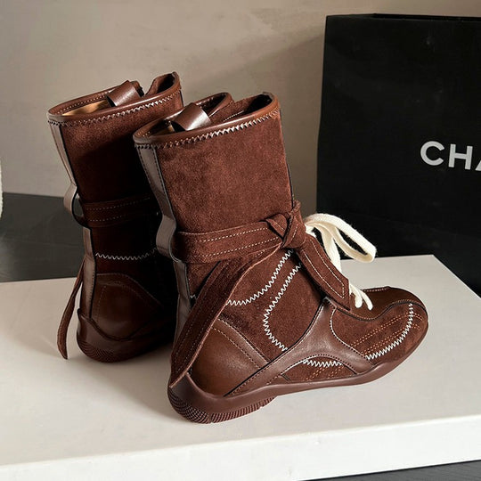 Damen trendige Winterstiefel mit innovativem Schnürsystem und eleganter Gummisohle EB
