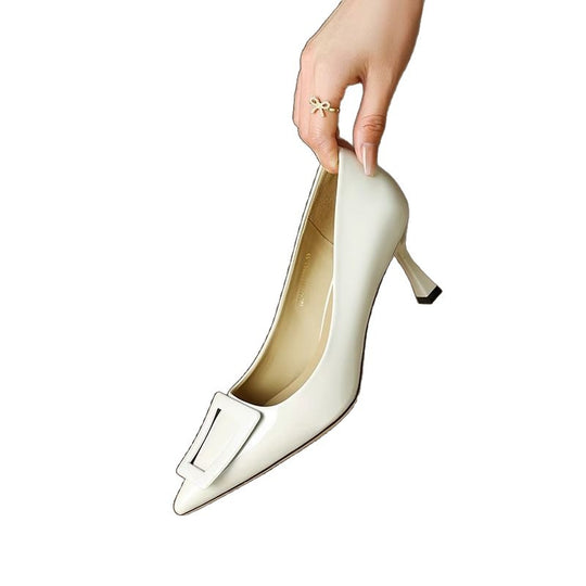 Damen elegante spitze Pumps mit dekorativer Schnalle EB