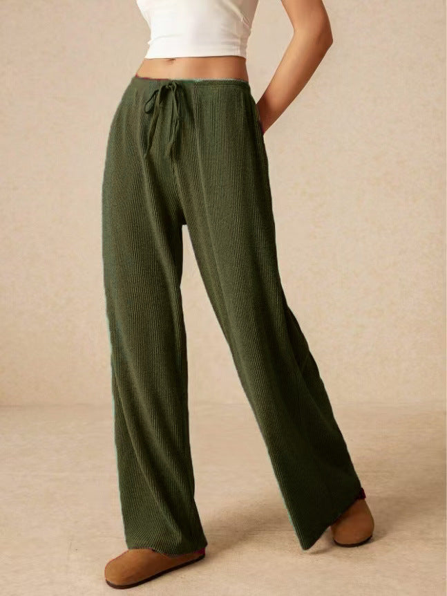Damen weite Baumwoll-Haremshose mit hoher Taille und praktischem Kordelzug EB