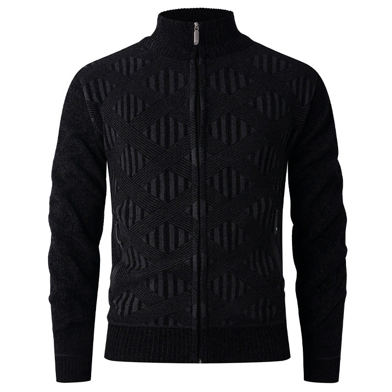 Herren Strickjacke mit strukturiertem Design und modernem Reißverschluss EB